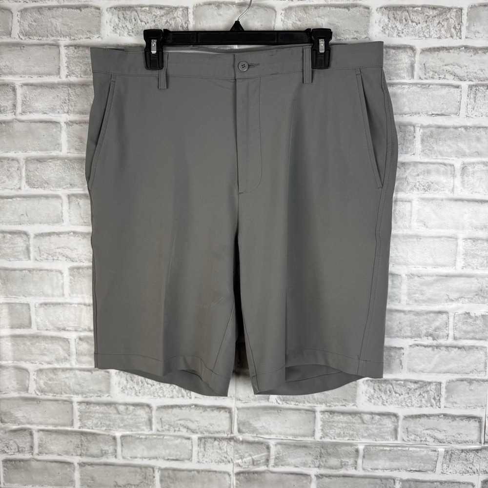 FootJoy Mens Performance Golf Shorts Gray Flat Front Stretch W36 FJ Logo STAINED